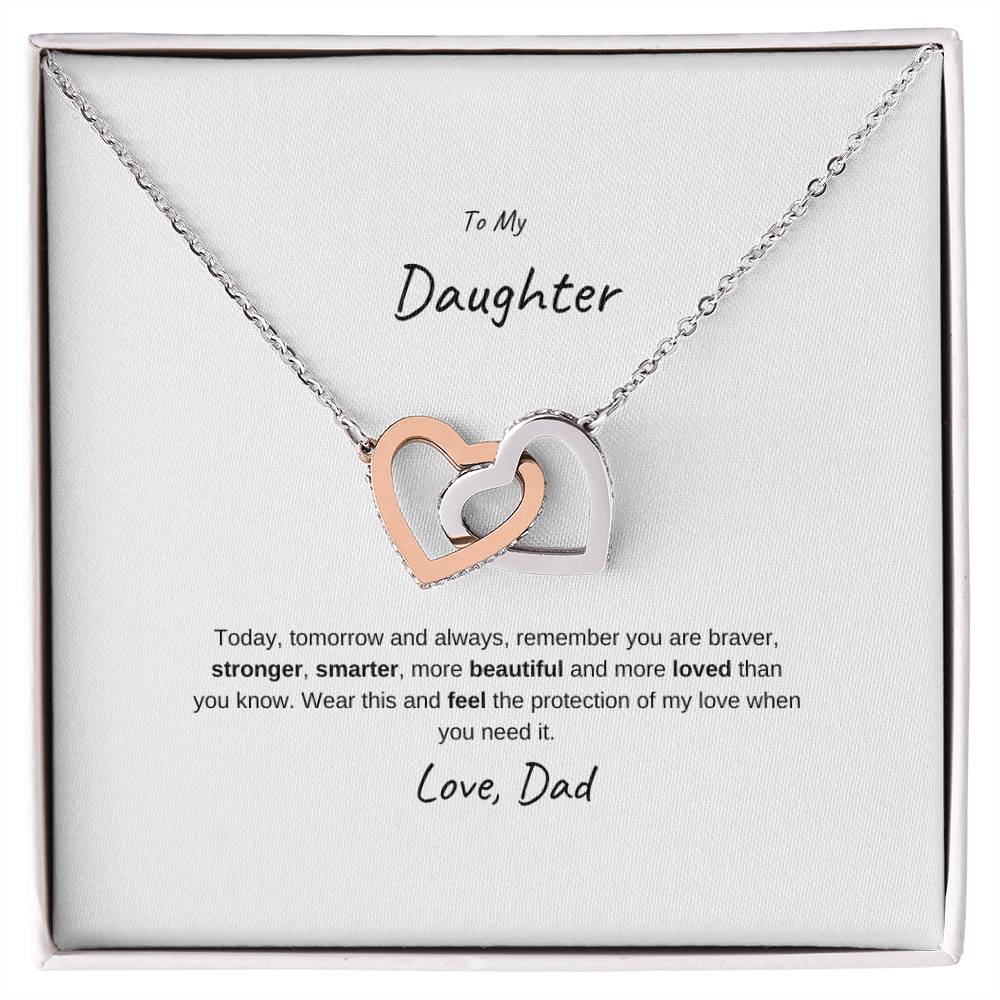 Interlocking Hearts Necklace  Message Card Gift To Daughters