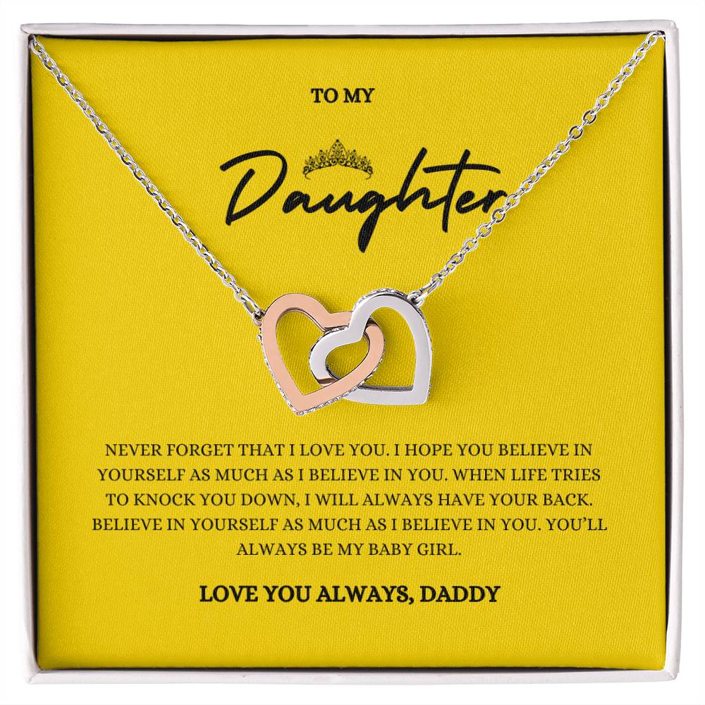 Interlocking Hearts Necklace Gift with Message Card for Daughters