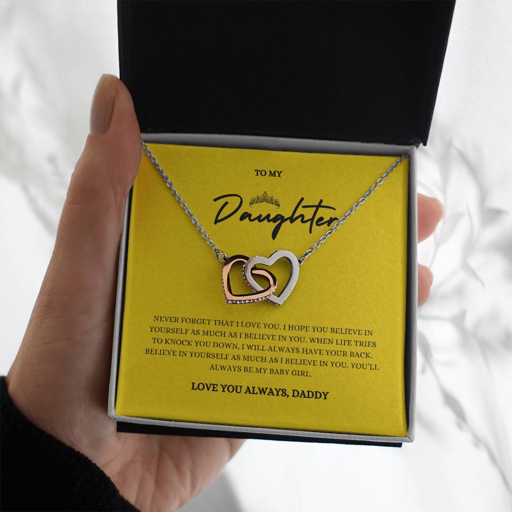 Interlocking Hearts Necklace Gift with Message Card for Daughters