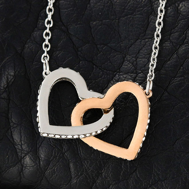 Interlocking Hearts Necklace Gift with Message Card for Daughters