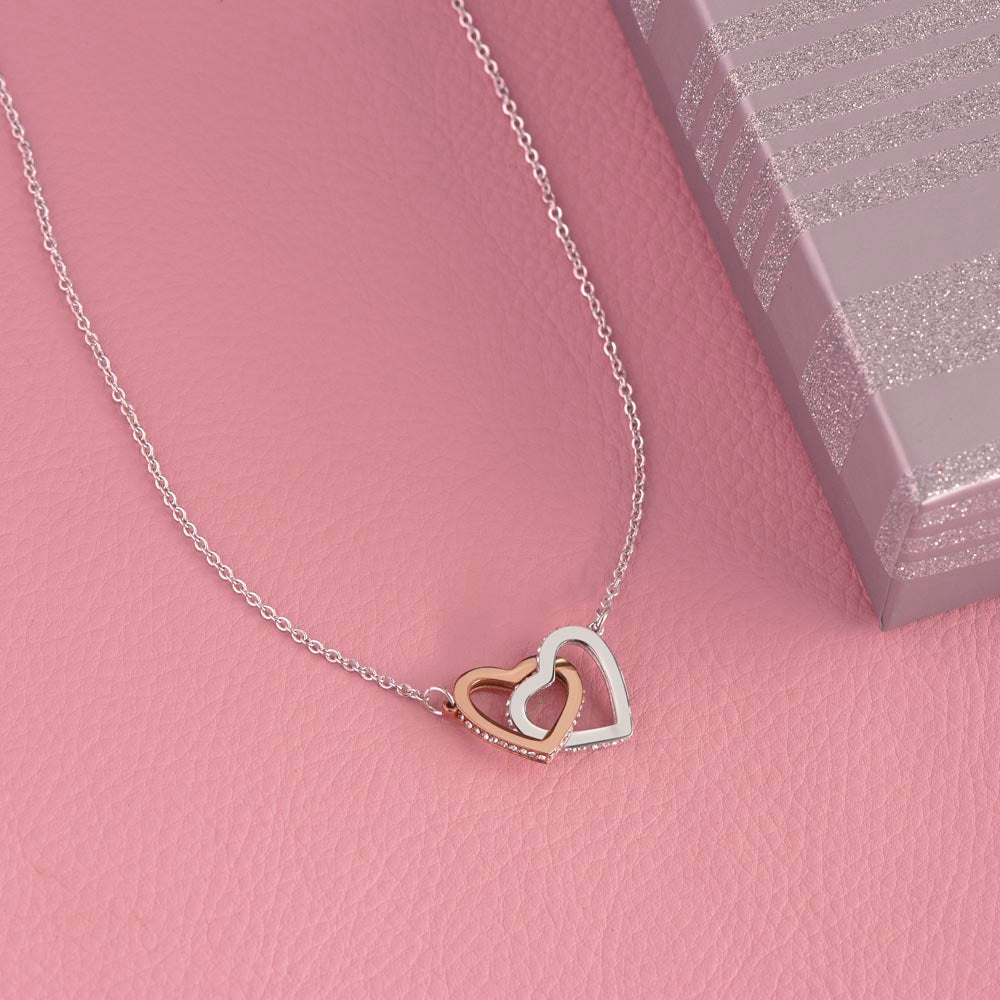 Interlocking Hearts Necklace  Message Card Gift To Daughters