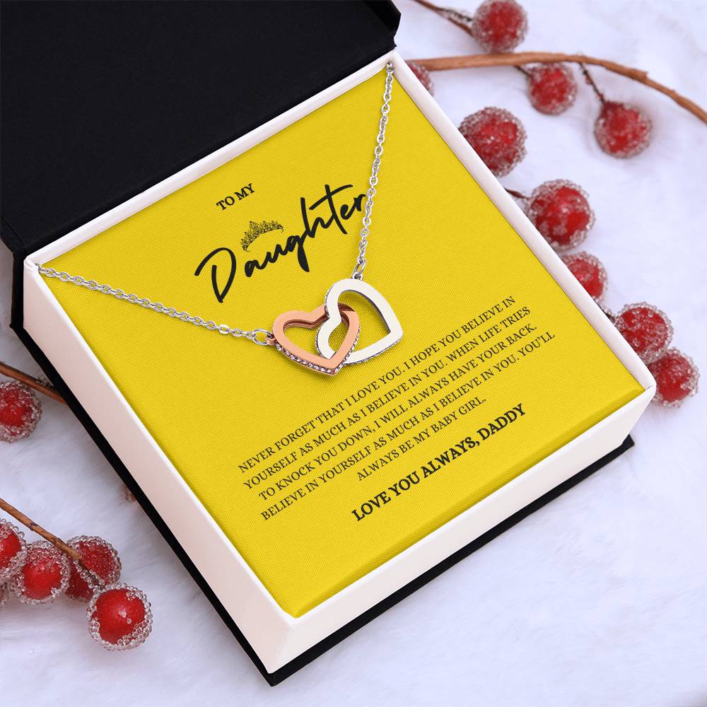 Interlocking Hearts Necklace Gift with Message Card for Daughters