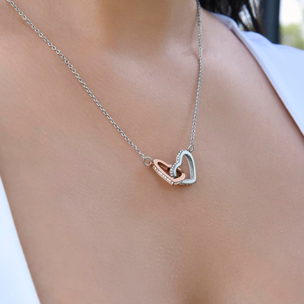 Interlocking Hearts Necklace Gift with Message Card for Daughters