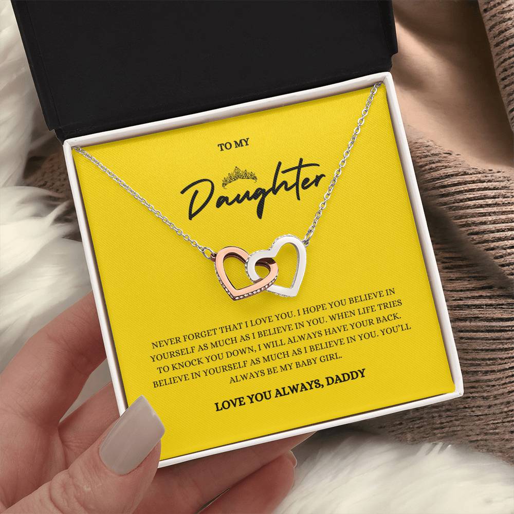 Interlocking Hearts Necklace Gift with Message Card for Daughters