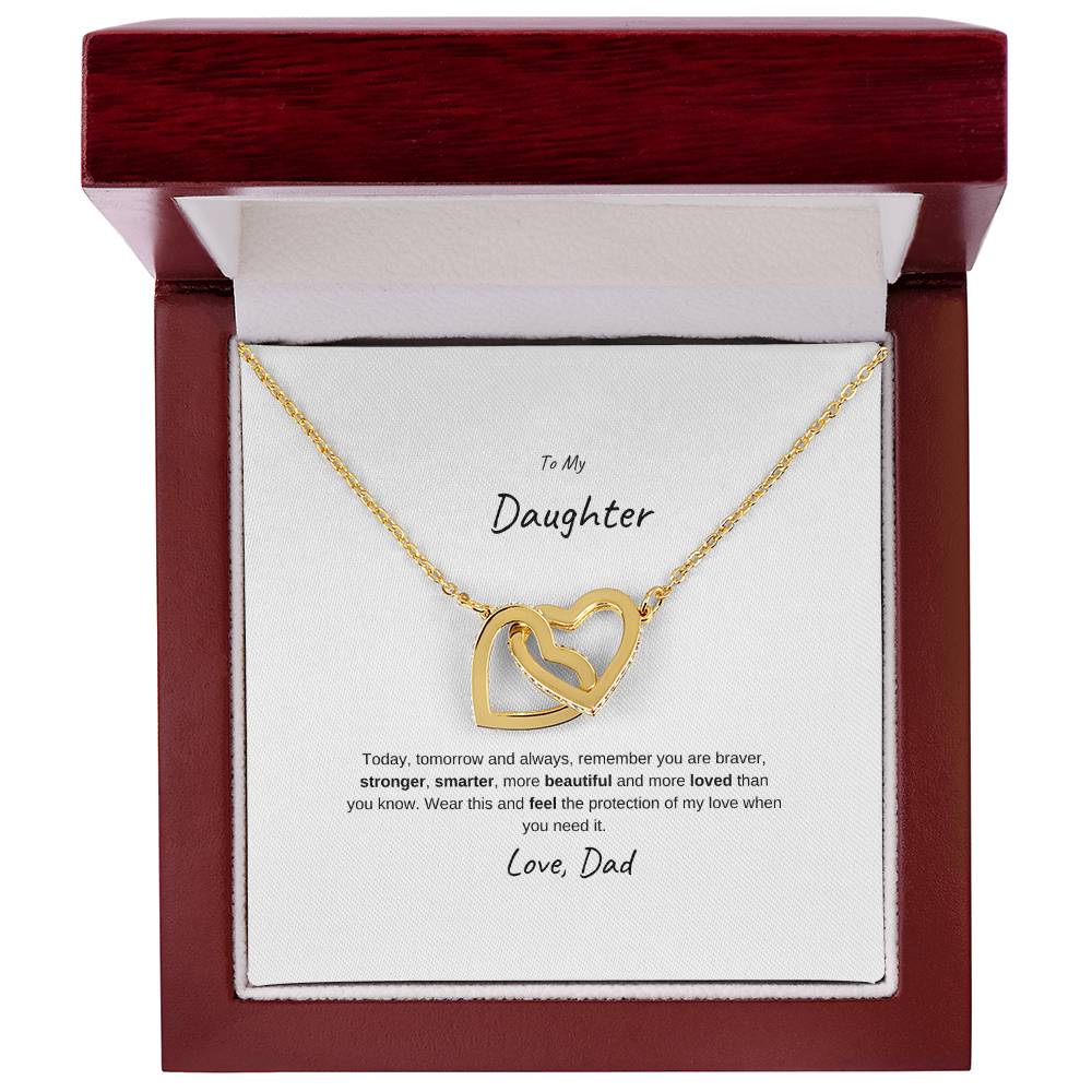 Interlocking Hearts Necklace  Message Card Gift To Daughters