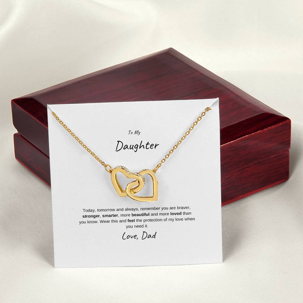 Interlocking Hearts Necklace  Message Card Gift To Daughters