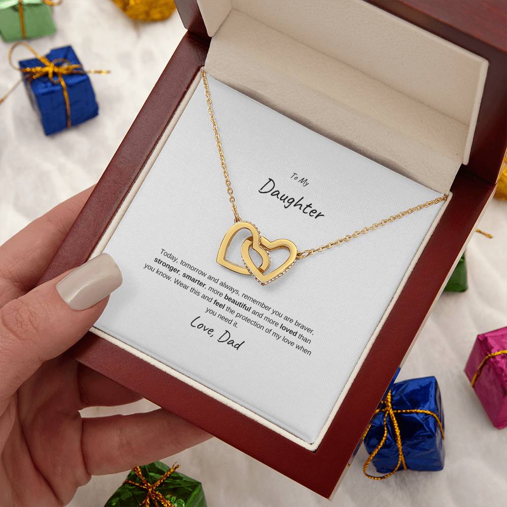 Interlocking Hearts Necklace  Message Card Gift To Daughters