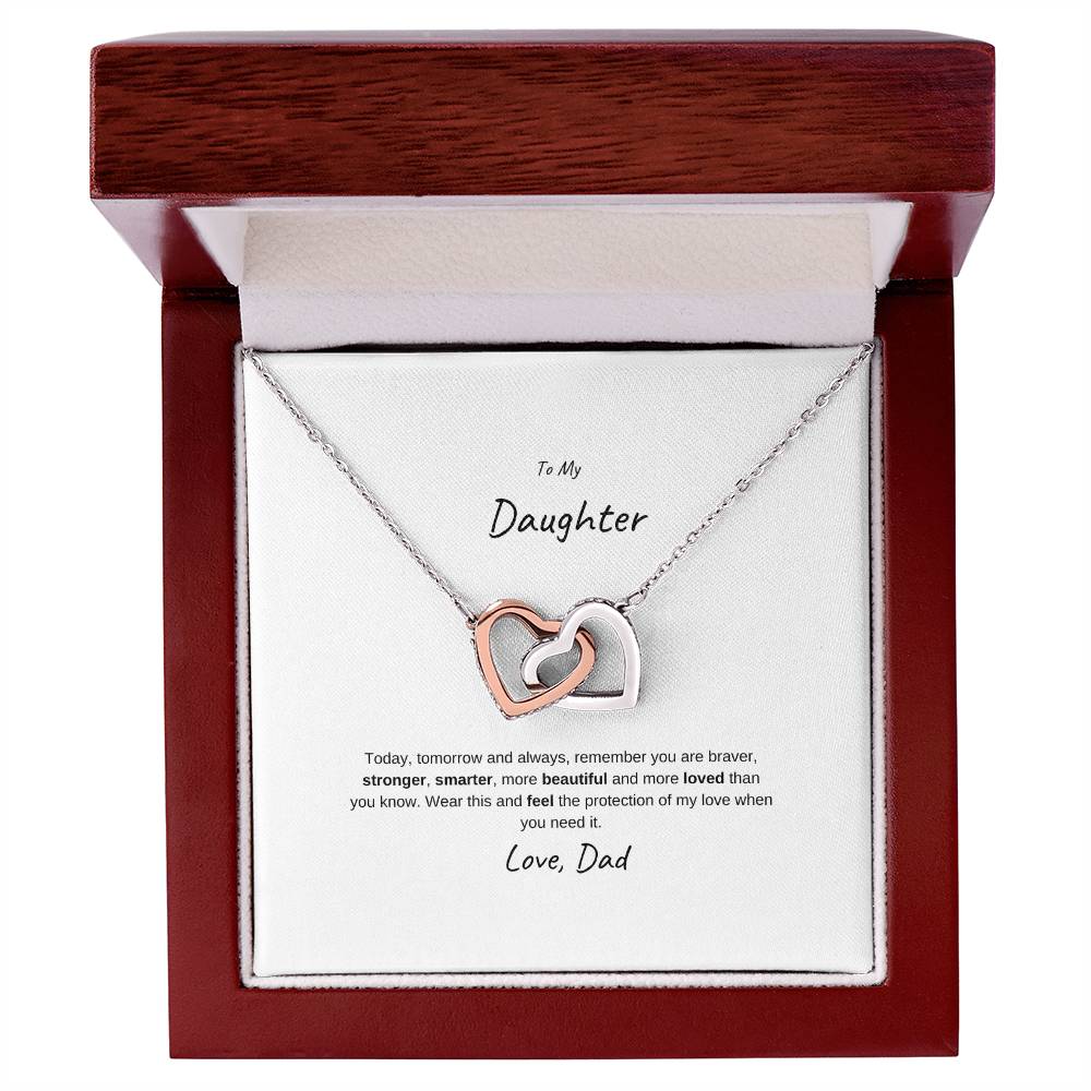 Interlocking Hearts Necklace  Message Card Gift To Daughters