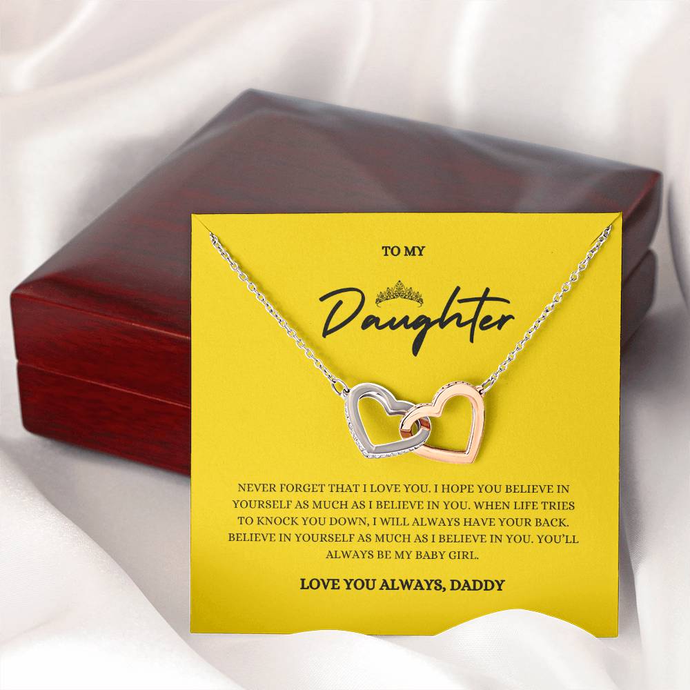 Interlocking Hearts Necklace Gift with Message Card for Daughters