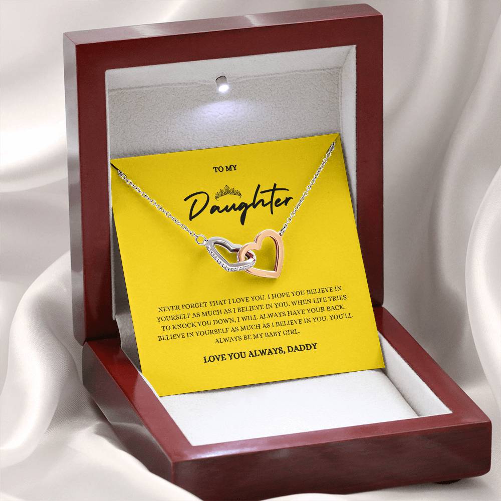 Interlocking Hearts Necklace Gift with Message Card for Daughters