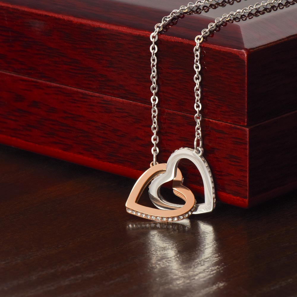 Interlocking Hearts Necklace Gift with Message Card for Daughters