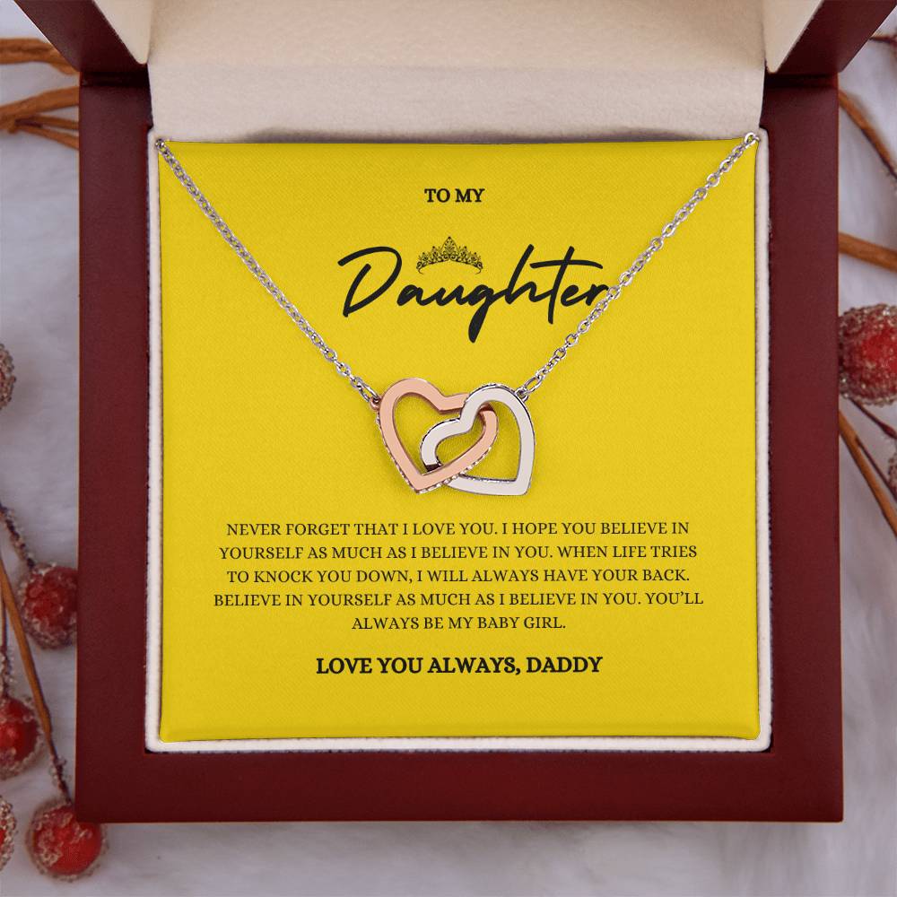 Interlocking Hearts Necklace Gift with Message Card for Daughters