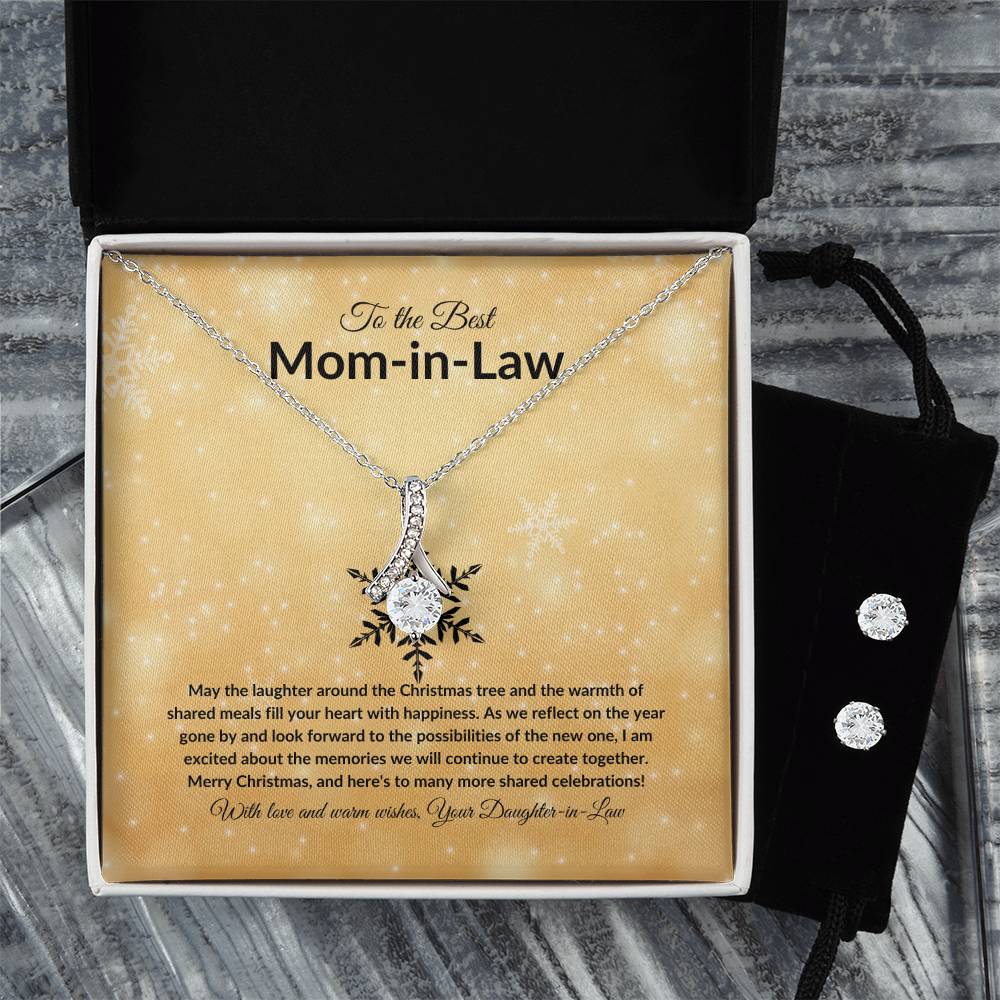 Alluring Necklace +Earrings Christmas Gift Set Message Card for Mother In law