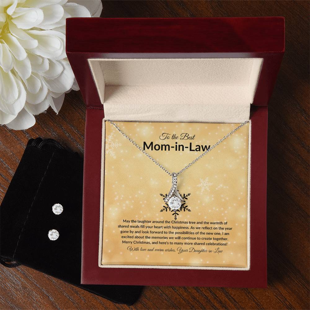 Alluring Necklace +Earrings Christmas Gift Set Message Card for Mother In law