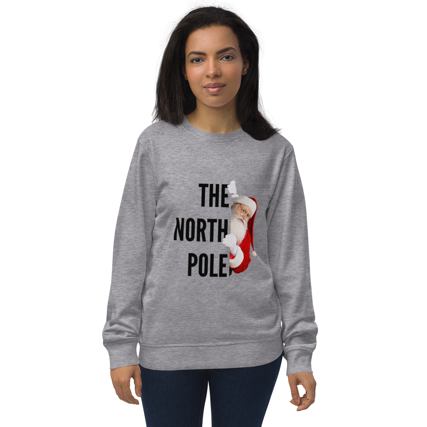 Unisex Organic Sweatshirt North Pole Santa Christmas Sweatshirts for Men and Women