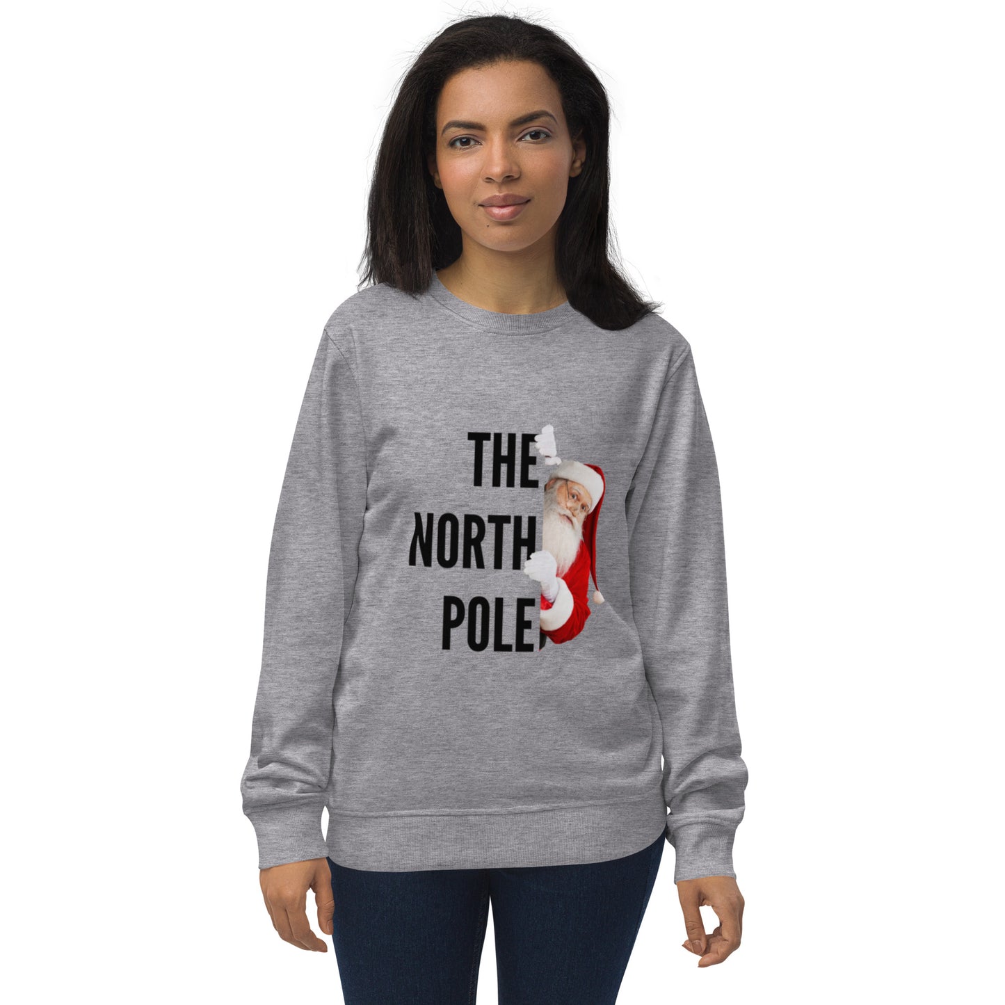 Unisex Organic Sweatshirt North Pole Santa Christmas Sweatshirts for Men and Women