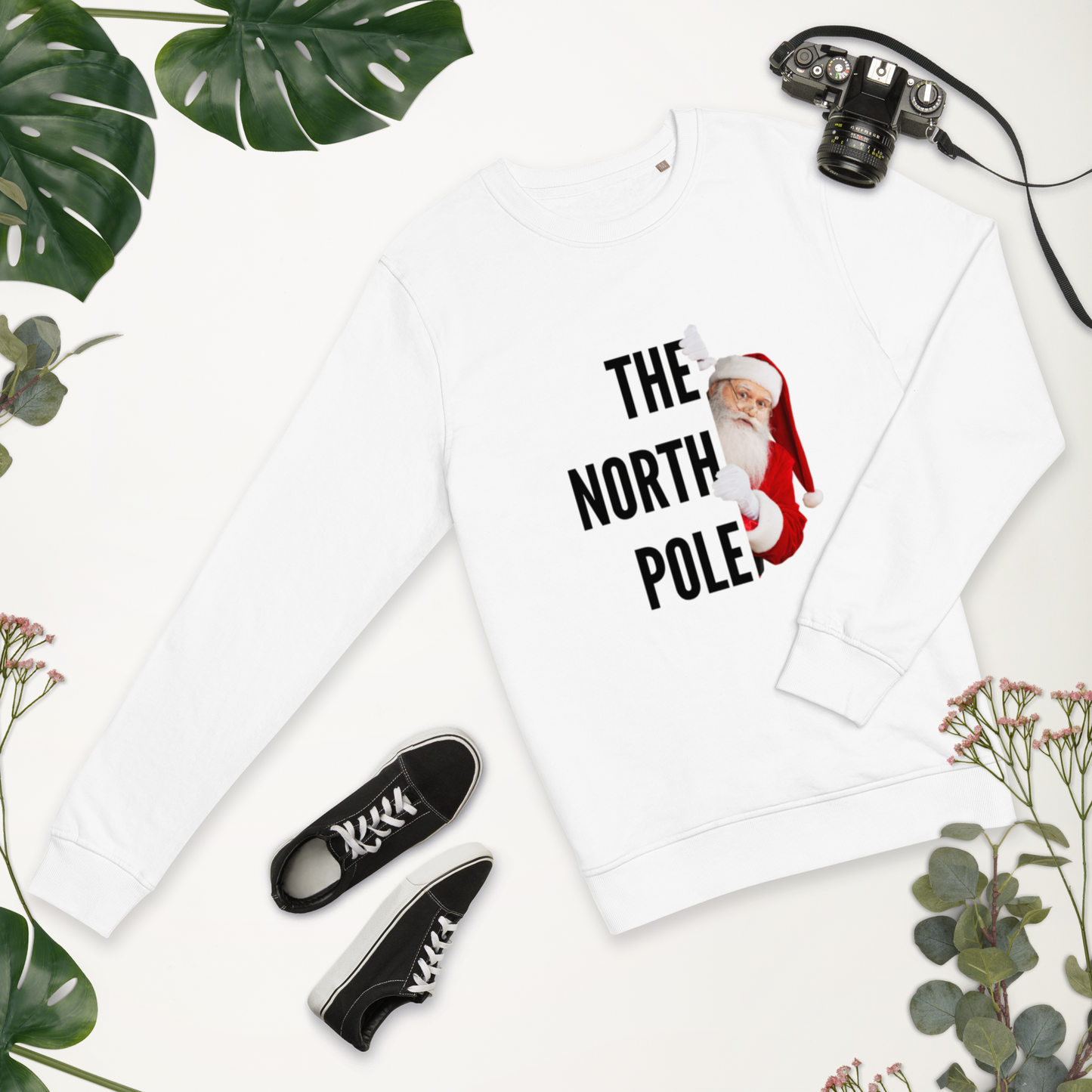 Unisex Organic Sweatshirt North Pole Santa Christmas Sweatshirts for Men and Women