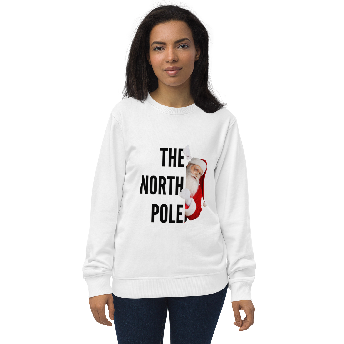 Unisex Organic Sweatshirt North Pole Santa Christmas Sweatshirts for Men and Women