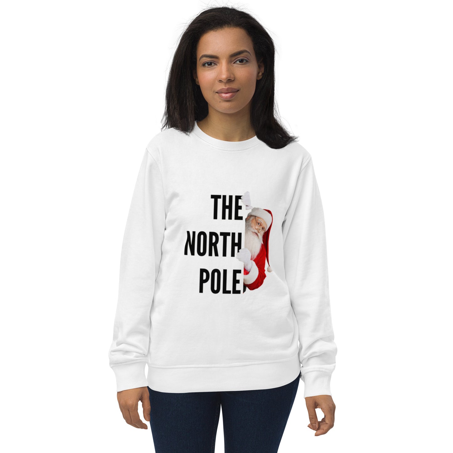 Unisex Organic Sweatshirt North Pole Santa Christmas Sweatshirts for Men and Women