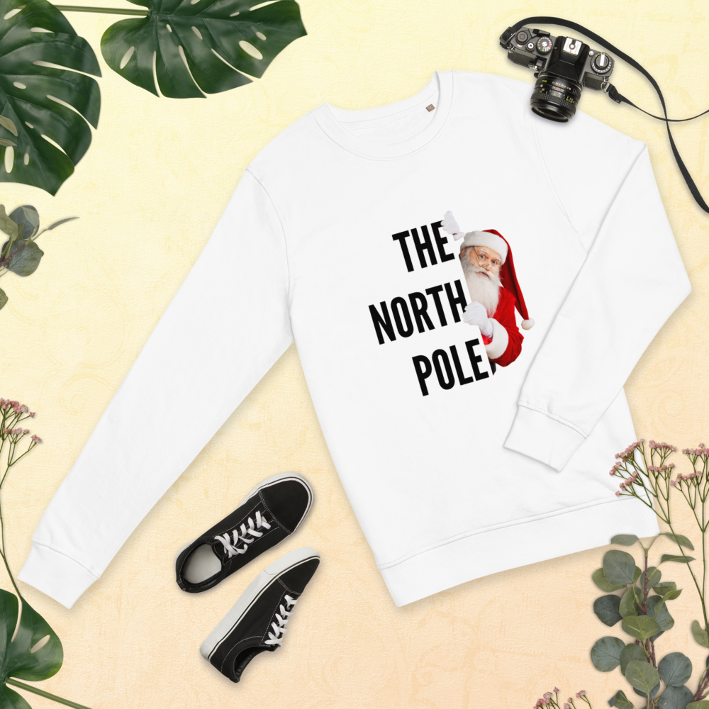 Unisex Organic Sweatshirt North Pole Santa Christmas Sweatshirts for Men and Women