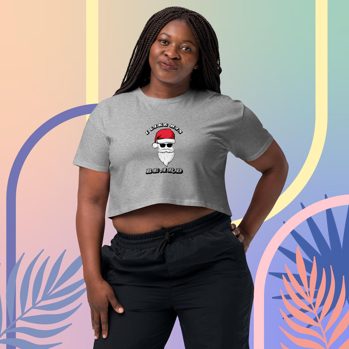 Women’s Crop Top Tee Christmas Santa Tshirt Gift for Women