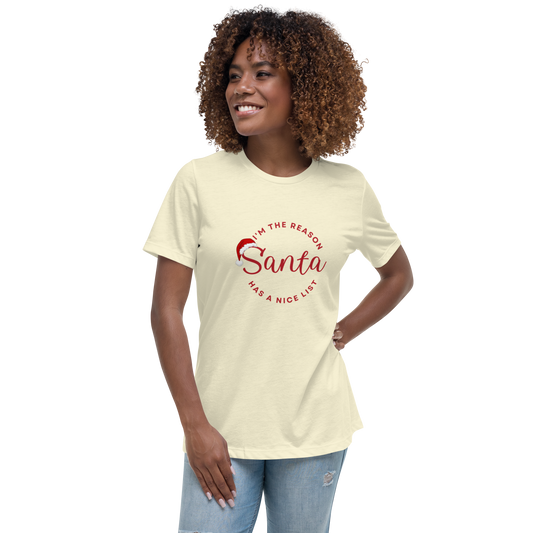 Women's Relaxed T-Shirt Santa Christmas Gift Shirt for Women