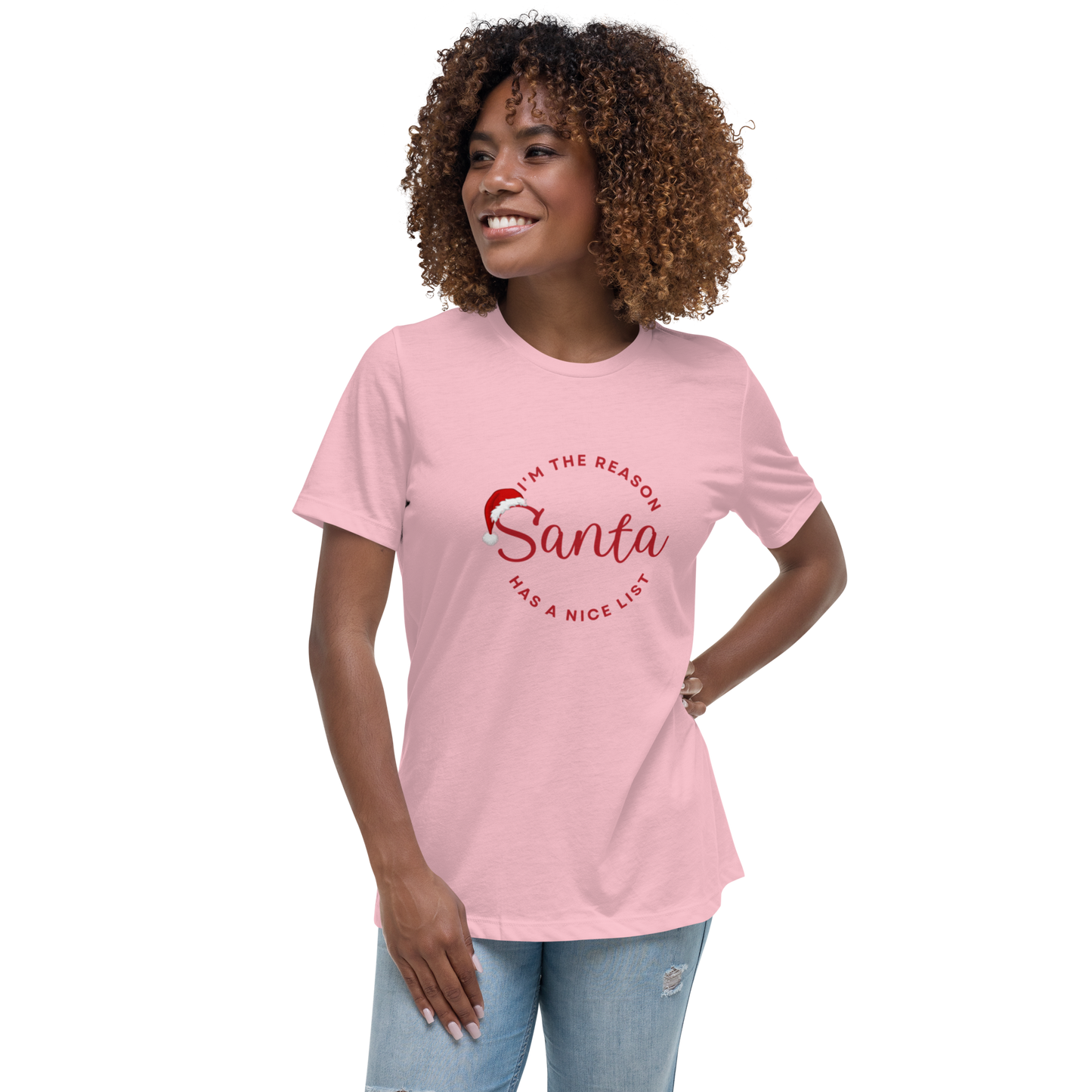 Women's Relaxed T-Shirt Santa Christmas Gift Shirt for Women