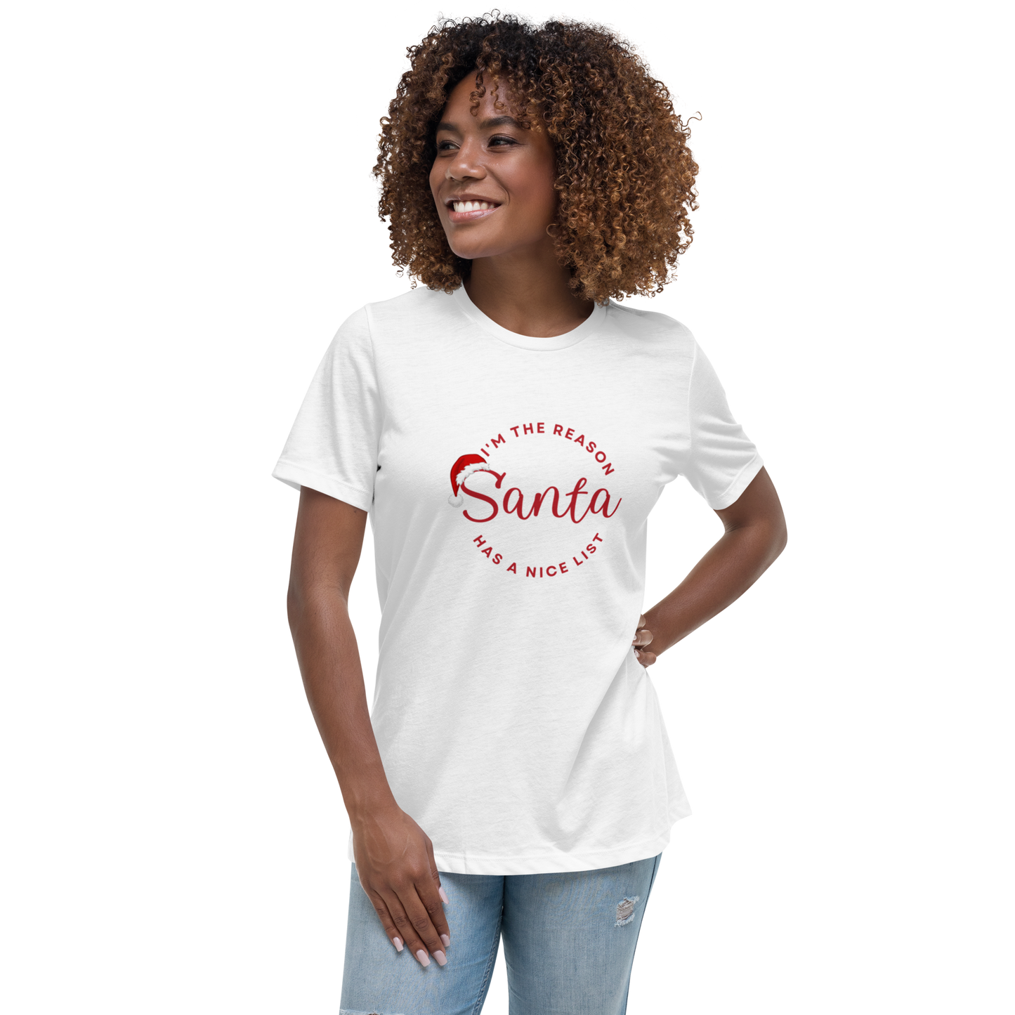 Women's Relaxed T-Shirt Santa Christmas Gift Shirt for Women