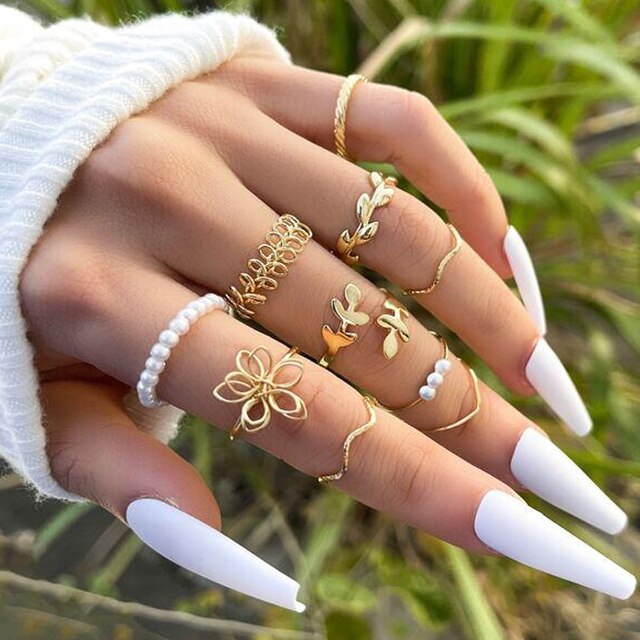 Bohemian Gold Color Rings Set For Women Butterfly Stars Moon Rings