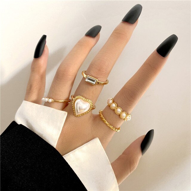 Bohemian Gold Color Rings Set For Women Butterfly Stars Moon Rings