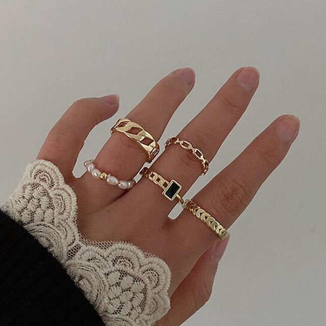 Bohemian Gold Color Rings Set For Women Butterfly Stars Moon Rings